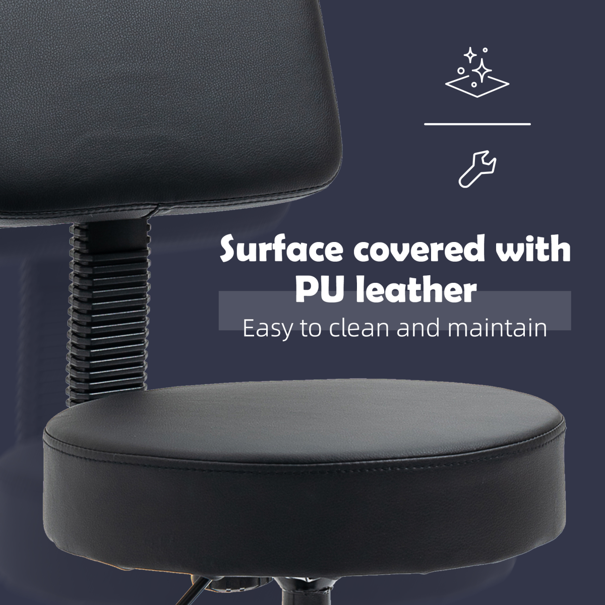 HOMCOM Beautician's Swivel Salon Chair with Padded Seat and Back, 72–84cm Adjustable Height, 5 Wheels – Black