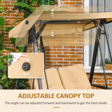 Outsunny 2-Seater Garden Swing Chair Hammock with Adjustable Canopy & Cushions – Steel Frame