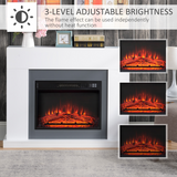 HOMCOM Freestanding Electric Fireplace Heater with LED Flame, Remote and Timer – Living Room Fireplace Suite