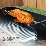 Outsunny Charcoal Rotisserie Spit Roaster with 3-Tier Grill Grate and Foldable Shelves – Stainless Steel BBQ