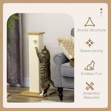 PawHut 80cm Cat Scratching Post with Sisal Rope & Toy Ball – Indoor Cat Scratcher, White