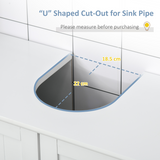 kleankin Under-Sink Storage Cabinet with Adjustable Shelf and Pipe Cut-Out – Bathroom Organiser, White