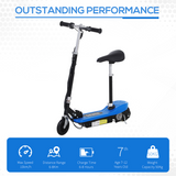 HOMCOM Kids Foldable Electric Scooter 120W with Adjustable Seat & Hand Brake – For Ages 7-12, Blue