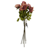 Artificial Dark Pink Rose Stems, Pack of 6 – 70cm Realistic Silk Flowers with Wired Stems