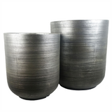 Coya Silver Ridged Large Composite Plant Pot – Garden Planter, 39cm x 33cm