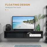Floating Wall-Mounted TV Unit with Storage Cupboards – Cable-Hiding Media Cabinet for Living Rooms