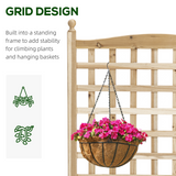 Outsunny Fir Wood Raised Garden Bed with Trellis & Drainage Holes – Indoor Outdoor Planter, Natural
