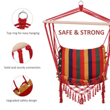 Outsunny Hammock Chair Swing with Wooden Spreader Bar & Tassels – Indoor Outdoor Hanging Seat