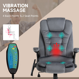 Executive Reclining Office Chair with Heated Massage, Padded Headrest & Swivel Base – Home Office, Grey