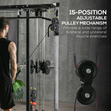 SPORTNOW Home Gym Machine with 15 Adjustable Positions, Dual Pulleys and Pull-Up Station – Workout Station