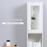 kleankin Tall Narrow Bathroom Storage Cabinet with Mirrored Door and Adjustable Shelves – Freestanding Tallboy