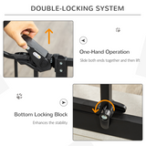 PawHut Extra Tall Auto-Close Dog Gate with Cat Door, 74–80cm – Steel Stair Gate with Rotatable Locks