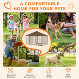 PawHut Outdoor Dog House Kennel with Canopy Top, Lockable Door & Rotating Bowl Holder – Black and Brown