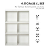 Six-Cube Bookcase Storage Cabinet with Anti-Tip Straps, 50kg Capacity – Open Display Shelving Unit, White