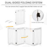 Pawhut Foldable Freestanding Dog Gate with Support Feet – MDF Pet Safety Barrier for Doorways & Stairs, White