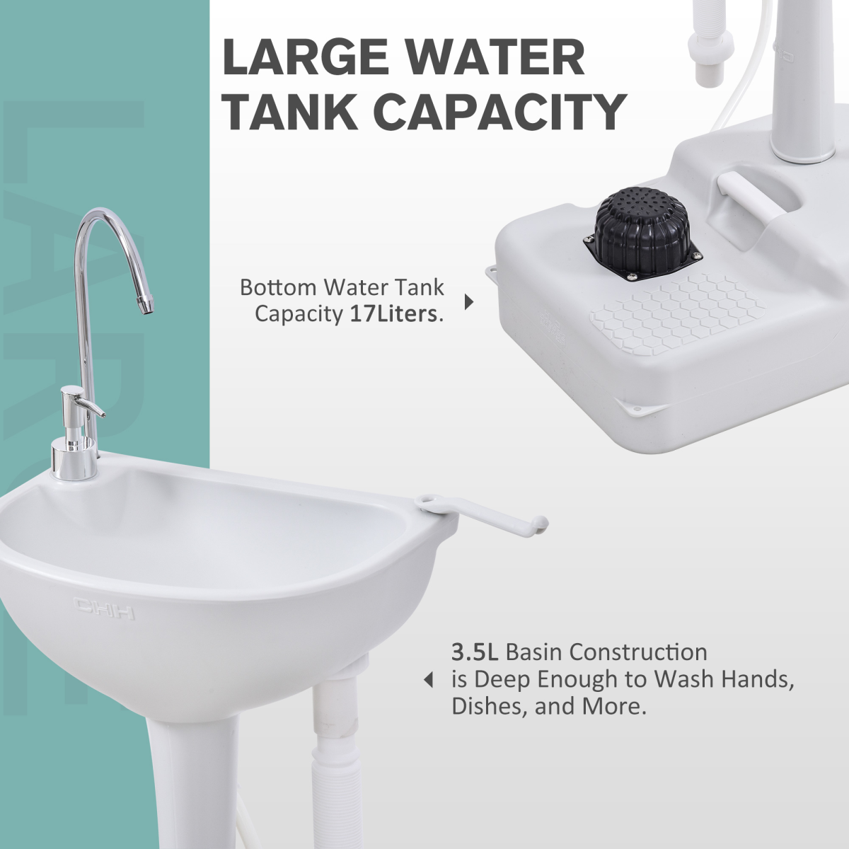 Outsunny Portable Camping Sink with 17L Tank, Foot Pump, Towel Holder & Soap Dispenser – Outdoor Hand Wash Station
