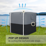 Outsunny 2 x 2m Pop Up Gazebo Party Tent with Sides, 2 Mesh Windows & Carry Bag – UV30+ Cover, Black/Grey