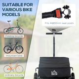HOMCOM Bike Trailer Cargo Stroller with Removable Compartment – 2-in-1 Bicycle Trailer, Black