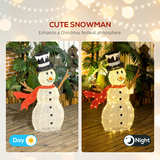 Outsunny Lighted Christmas Snowman with 78 LED Lights – Waterproof Outdoor Garden Decoration, White