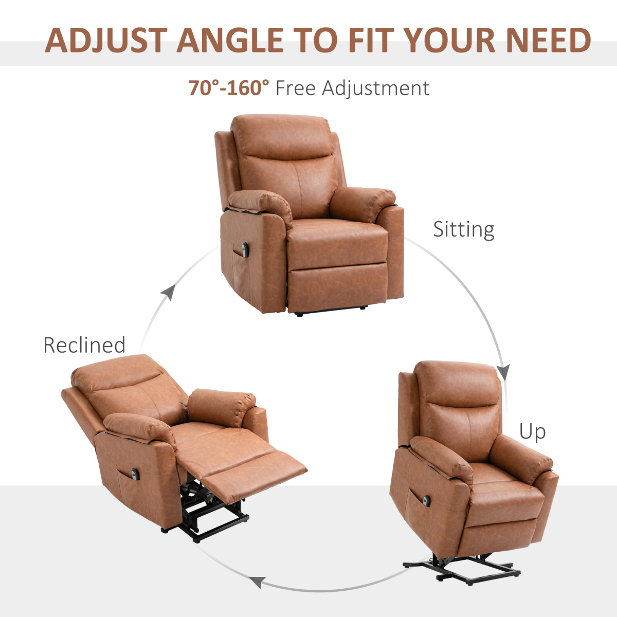 HOMCOM Power Lift Riser Recliner Chair with Remote Control and Padded Upholstery – Brown