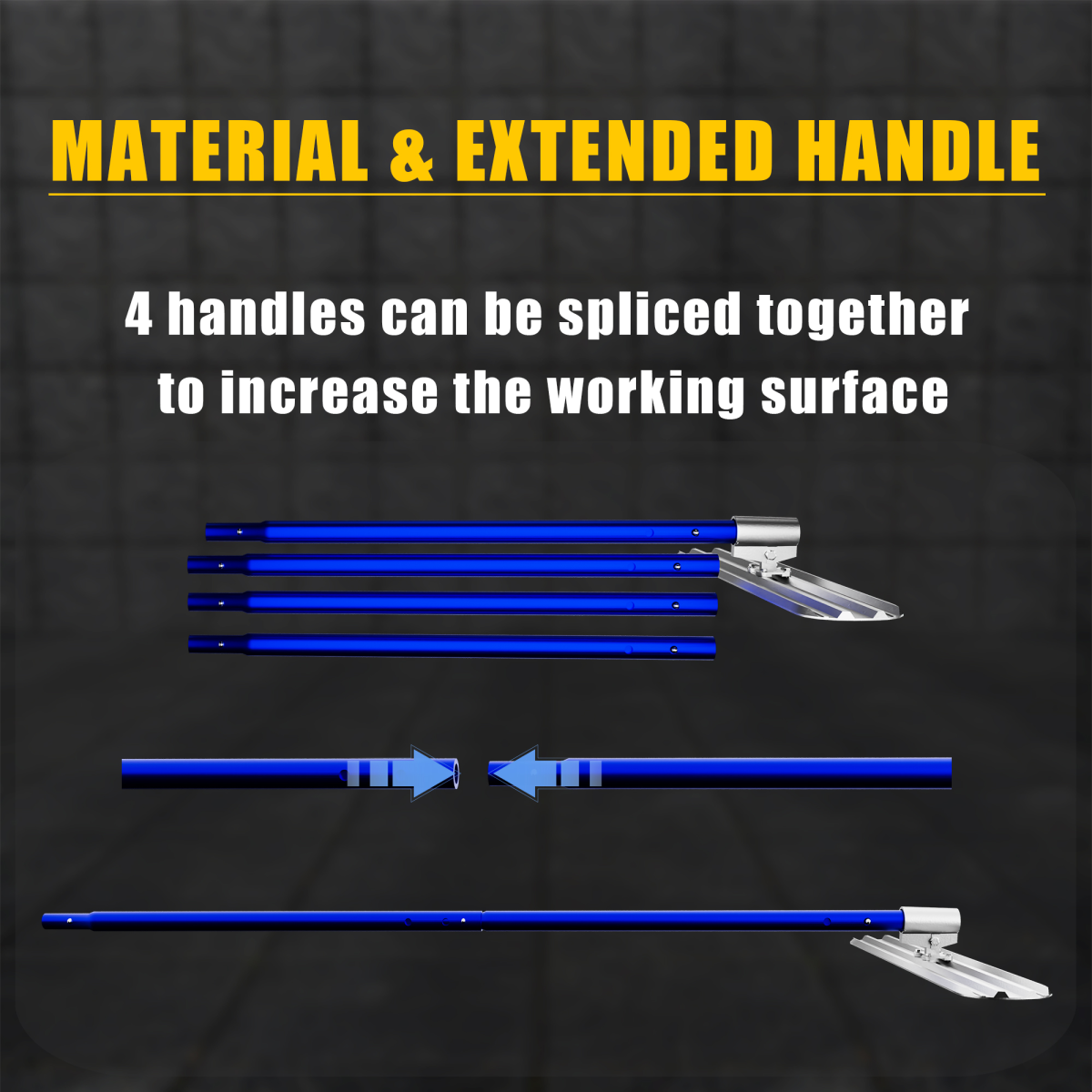 Bull Float Concrete Kit, 48 x 8 in Magnesium Aluminium Board with 4 Combinable Handles, Toolbox & Trowel