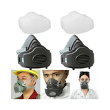 Reusable Half Face Respirator Dust Masks, 2 Pack, Model 3200 with 3700 Filter Holders – Woodworking, Grey