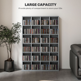 HOMCOM DVD, CD and Blu-ray Media Storage Rack – Four-Column Display Shelf Unit for Living Room, Grey