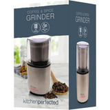 KitchenPerfected 200W Spice & Coffee Grinder with One-Touch Pulse and Stainless Steel Blade – Brushed Steel