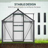 Outsunny 6 x 4ft Walk-In Polycarbonate Greenhouse with Aluminium Frame & Sliding Door – Garden Grow House