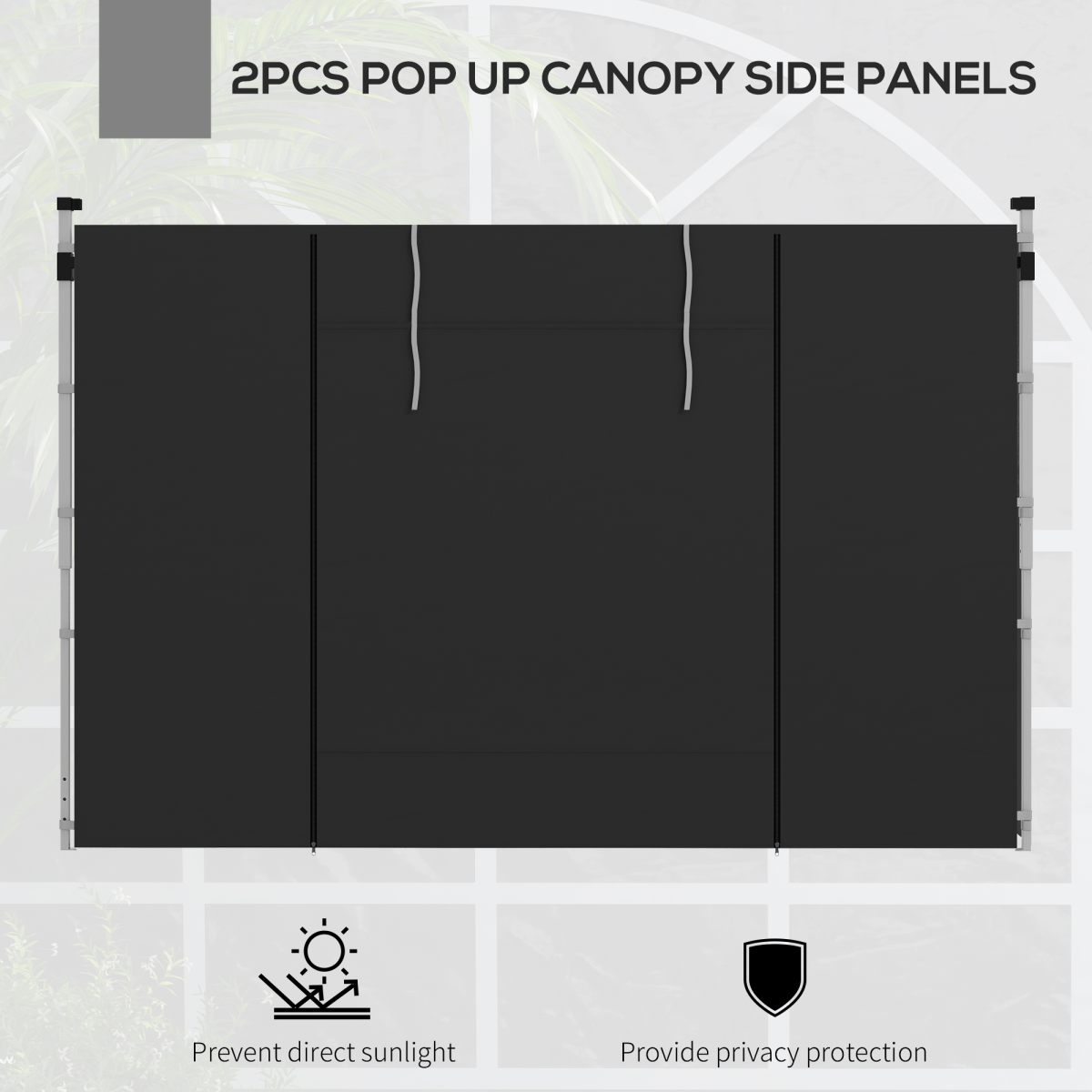 Outsunny 3x3m / 3x6m Pop Up Gazebo Side Panels, 2-Pack with Windows & Zipped Doors – Replacement Set, Black