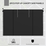 Outsunny 3x3m / 3x6m Pop Up Gazebo Side Panels, 2-Pack with Windows & Zipped Doors – Replacement Set, Black