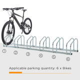 HOMCOM 6 Bike Parking Rack with Detachable Stands – Galvanised Steel Floor or Wall Mounted Bicycle Storage