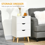 HOMCOM 3-Drawer Chest of Drawers with Wooden Legs & Groove Handles – Bedroom, Living Room & Hallway Storage