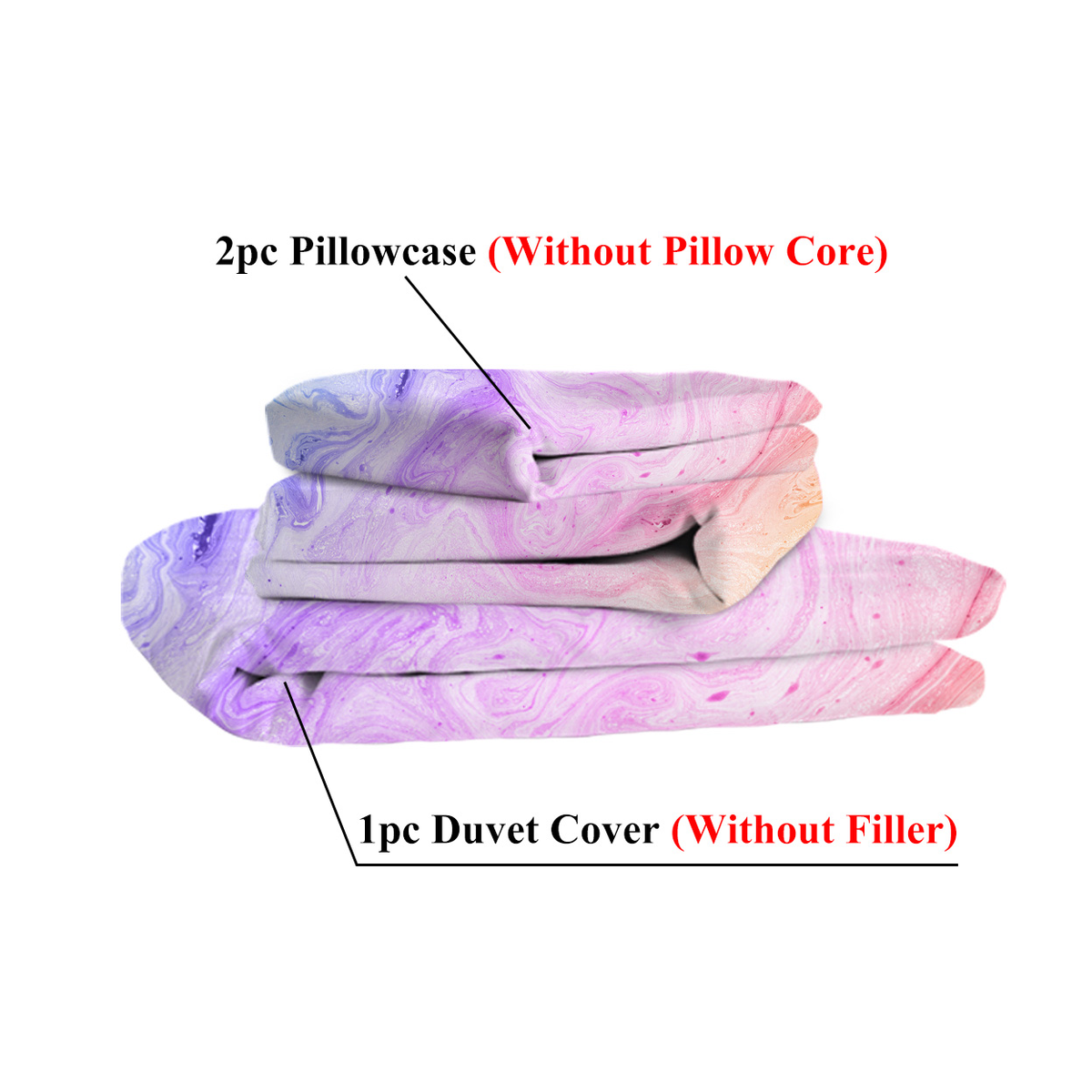 Rainbow Glitter Ombre Duvet Cover Set with 2 Pillow Shams – Unicorn Pastel Single Bedding
