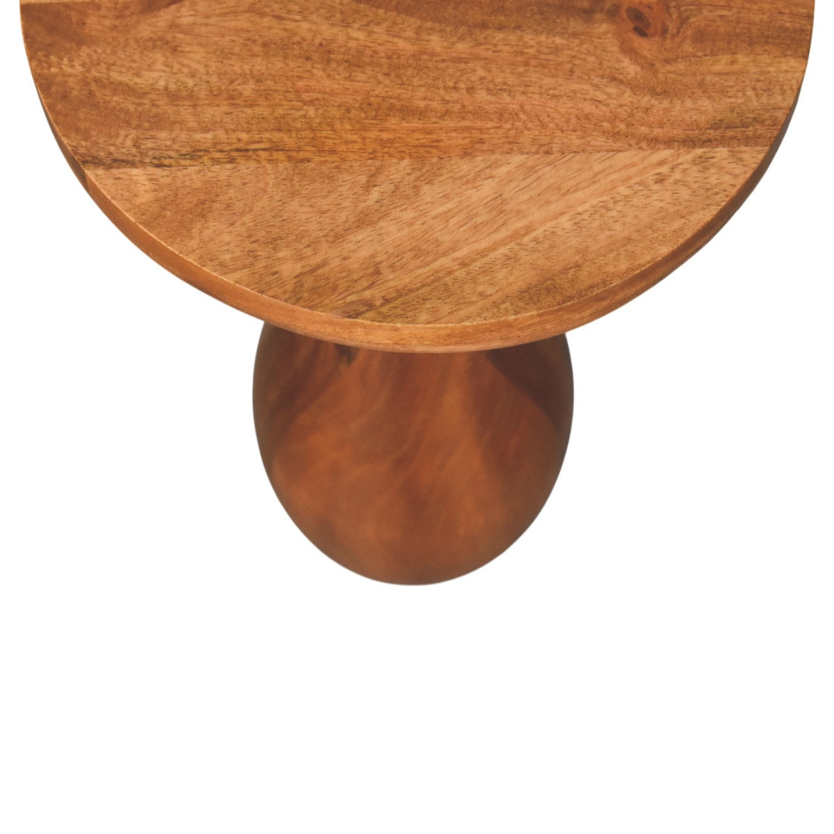 Artisan Furniture Curved Base Solid Mango Wood Side Table with Round Top – Sofa Accent Table, Brown
