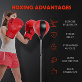 HOMCOM Kids Boxing Set with Adjustable Punch Bag, 6oz Gloves & Air Pump – Fillable Base Training Ball