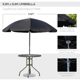 Outsunny 6-Piece Garden Bistro Set with 4 Folding Texteline Chairs, Glass Table & Parasol – Black