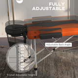 HOMCOM Portable Folding Massage Table with Face Rest & Carry Bag – Lightweight Aluminium, Orange