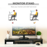 Vinsetto Monitor Stand Riser with Extendable Length 80-117cm and Three-Part Storage – Desk Shelf for Two Laptops
