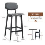 Bar Stools Set of 2 with Backs, Footrests & Padded Faux Leather Seats – Beech Wood Counter Chairs, Dark Grey