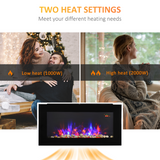 HOMCOM 1000W/2000W LED Electric Fireplace with Adaptive Heating, Remote Control & Timer