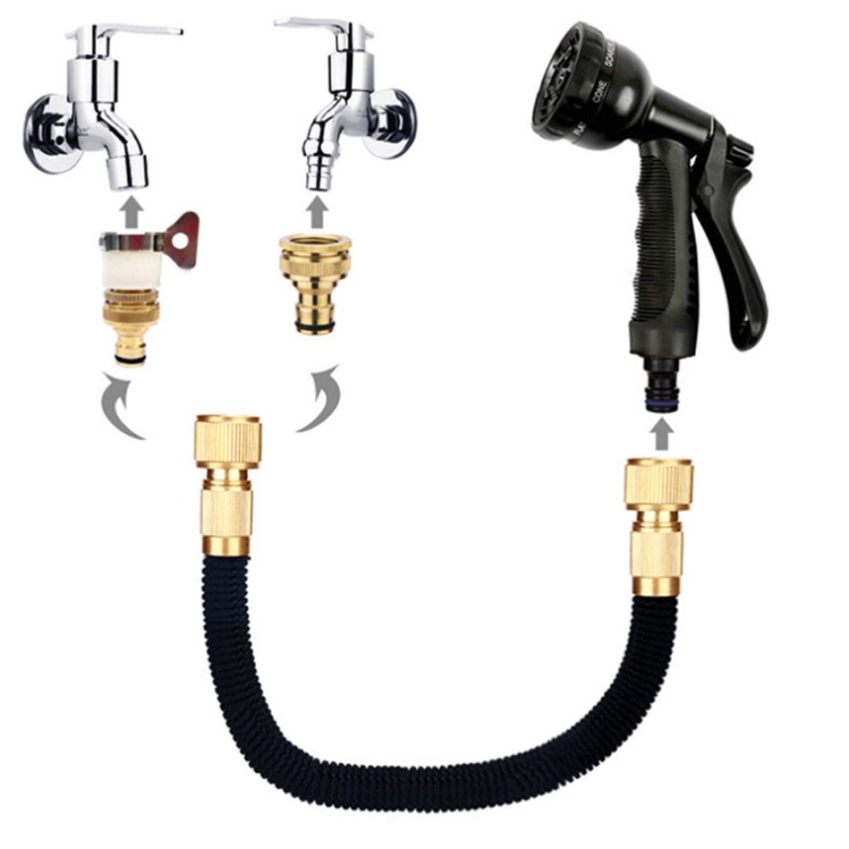 Expandable Garden Hose Pipe, 75ft (22.5m) with 8-Pattern Spray Gun – Flexible Garden Watering Hose