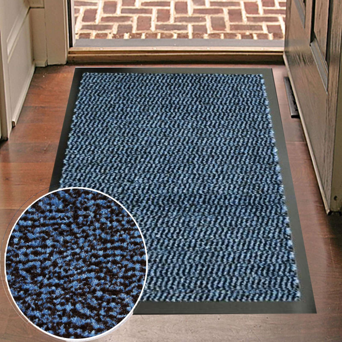 Hard-Wearing Barrier Mat 80cm x 120cm – Heavy Footfall Dirt Trapping Entrance Mat, Blue