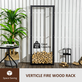 SPORTNOW 150cm Metal Firewood Log Holder Rack with Elevated Design, Balanced Base and Side Rails – Black