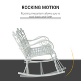 Outsunny 2-Seat Metal Rocking Bench with Armrests – Powder-Coated Patio Chair, Antique Park Style