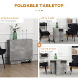 HOMCOM Rolling Drop Leaf Dining Table with Open Shelves – Folding Kitchen Table on Wheels, Seats 6