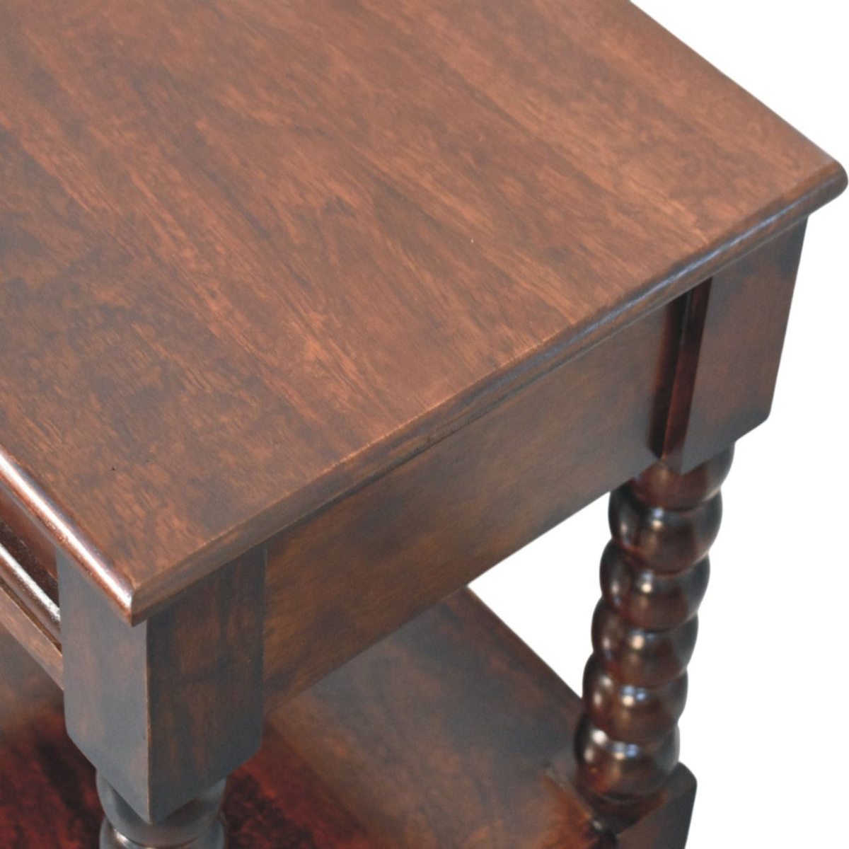 Artisan Furniture Solid Wood Vienna Nightstand with Drawer and Open Shelf – Winewood Oak Finish, Dark Brown