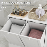 kleankin Tilt-Out Laundry Storage Cabinet with 2 Hampers – Bathroom & Bedroom Laundry Sorter, White