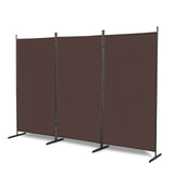 6ft 3-Panel Folding Room Divider – Polyester Fabric Privacy Screen, Steel Frame, Brown