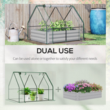 Outsunny Steel Raised Garden Bed with Greenhouse Cover – Dual-Use Planter Box with Roll-Up Window, Clear